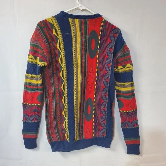 Men’s Koto Urban Outfitters Coogie Type Textured Knit Sweater Size XS Red Blue - Picture 3 of 14